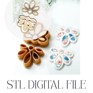 Art Deco Shell Embedded STL (PCC1799) -3 Sizes Set- | Polymer Clay Earring Cutter for 3D Printing (Digital Download)