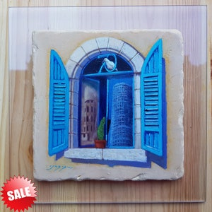 Israel 70-Independence Day Past and Present Oil Painting on Jerusalem Stone