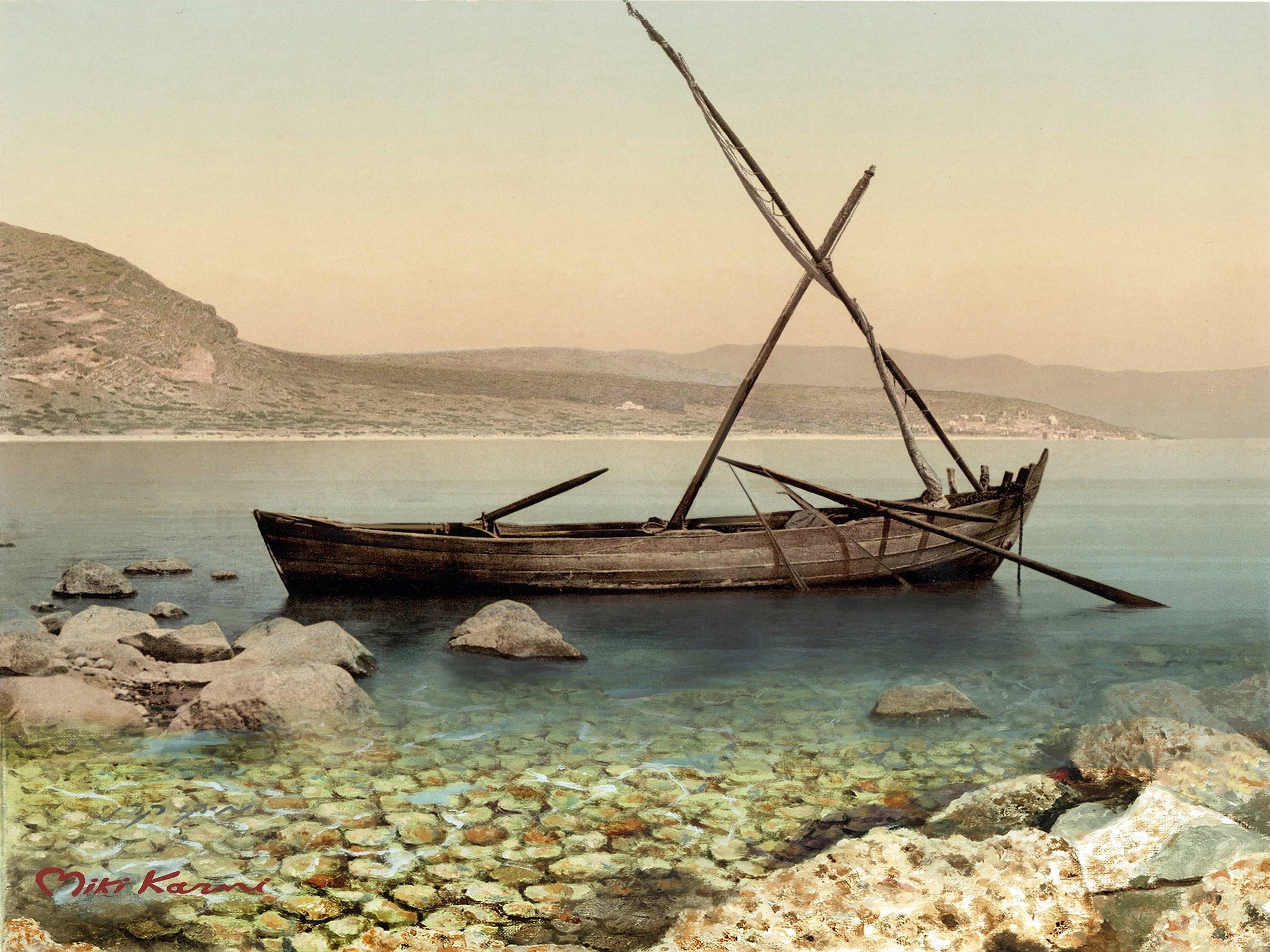 The Boat of Jesus at the Sea of Galilee. Signed & Numbered