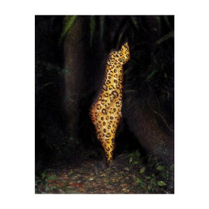 Pintura al óleo original: Mapa de Israel como un leopardo / Simbolismo selvático / Arte espiritual judío sobre lienzo / Miki Karni