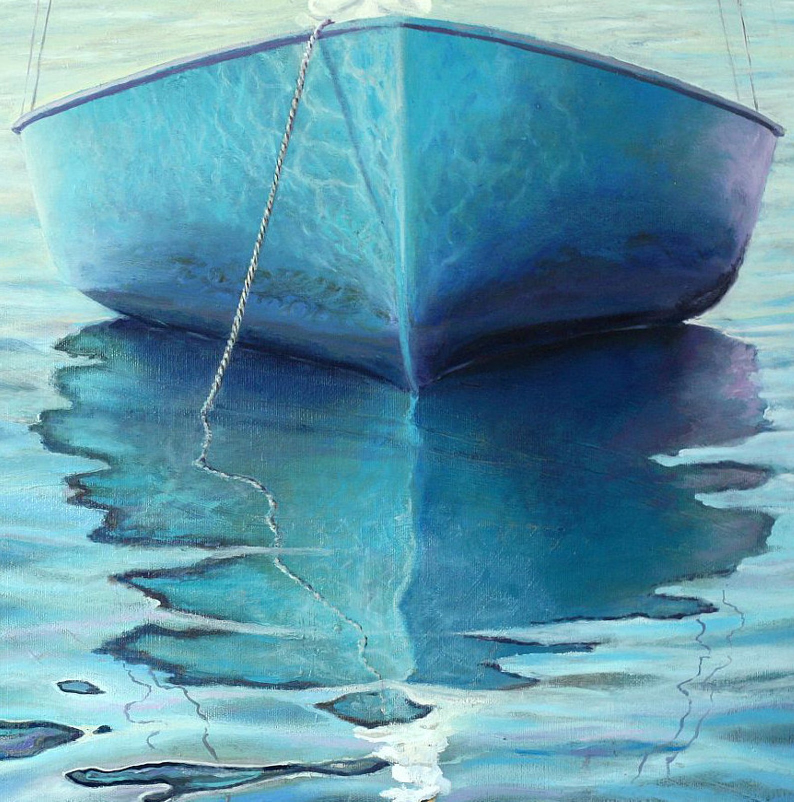 Calm turquoise sea Original Oil Painting on canvas/ linen. | Etsy