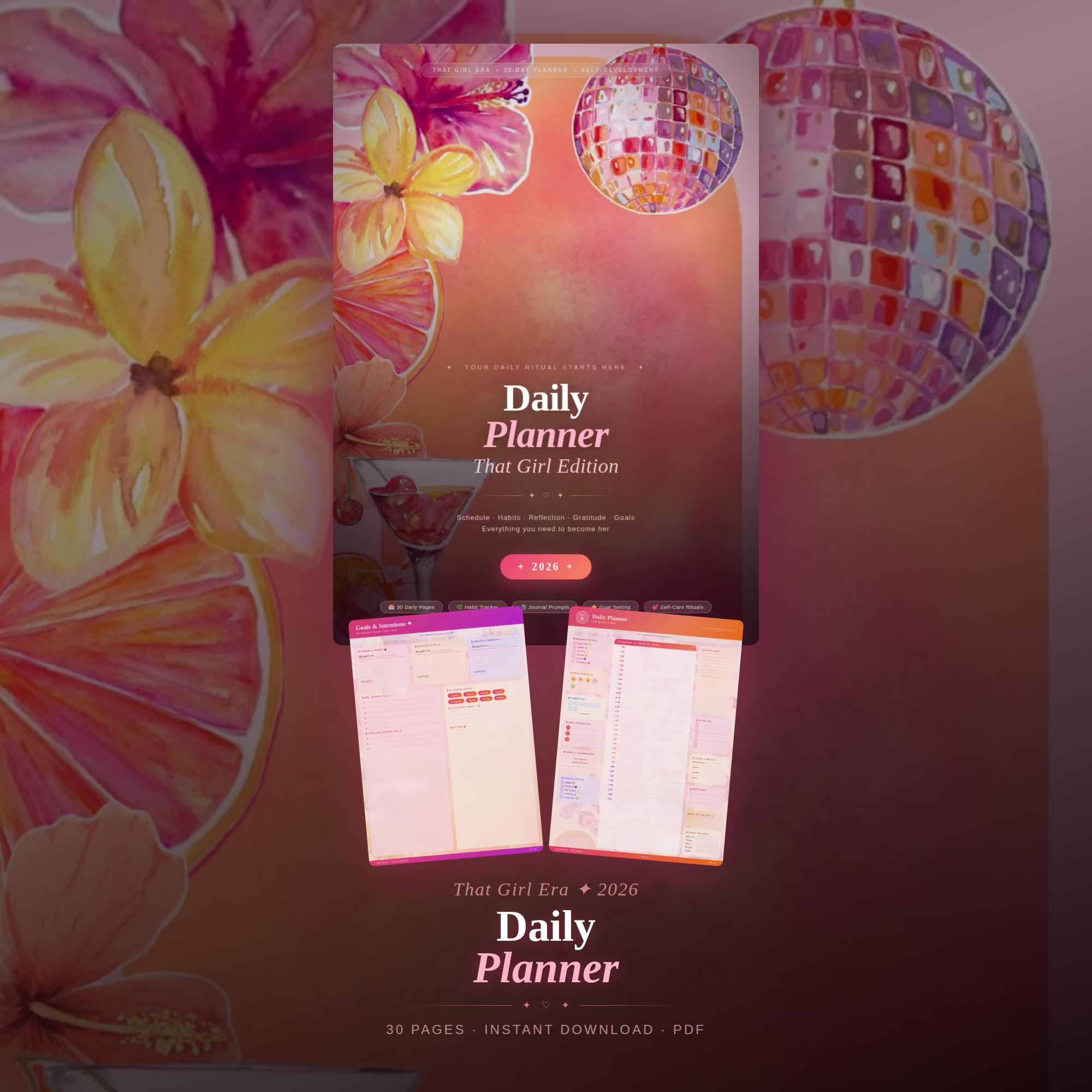 Daily Planner 2026 Printable PDF | Habit Tracker, Self-care, Gratitude ...