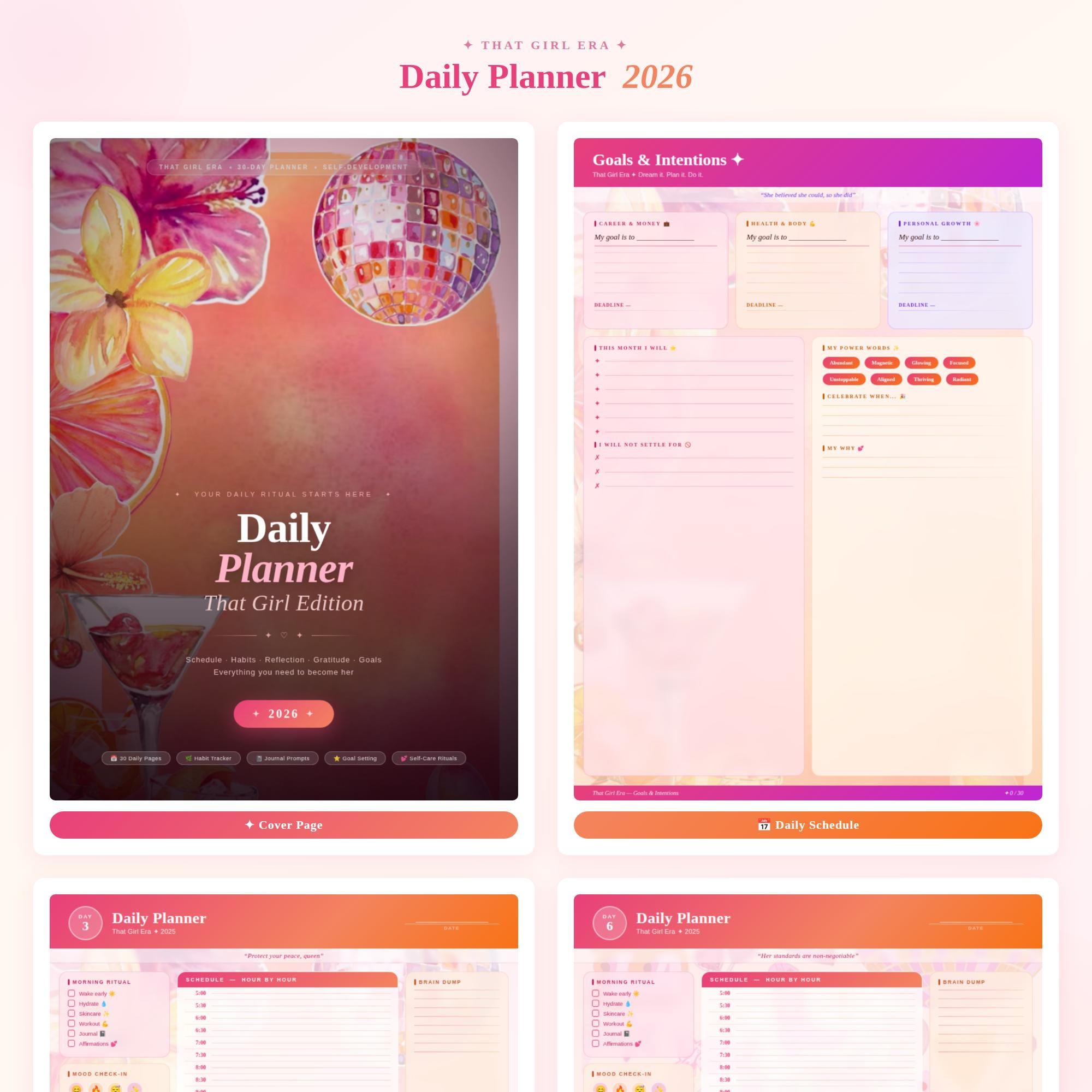 Daily Planner 2026 Printable PDF | Habit Tracker, Self-care, Gratitude ...