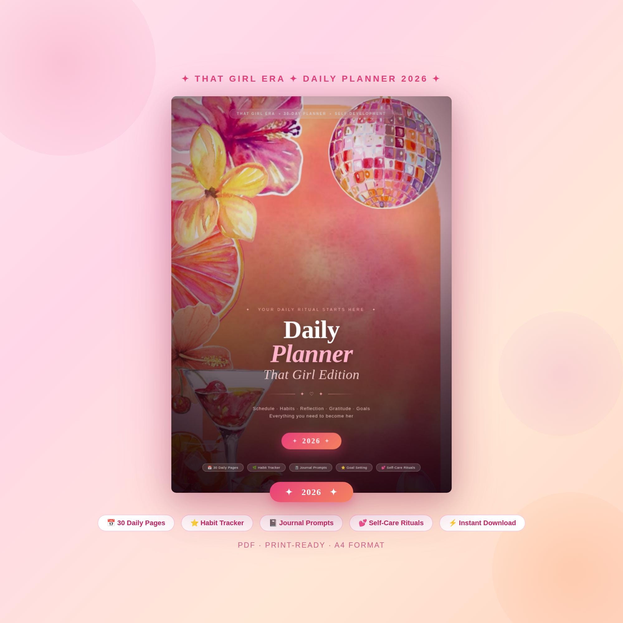 Daily Planner 2026 Printable PDF | Habit Tracker, Self-care, Gratitude ...