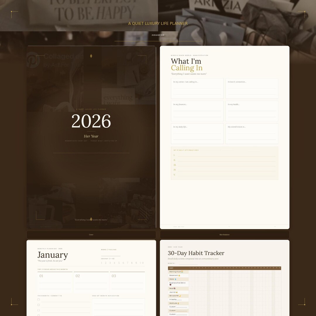 Goal Planner 2026 Printable PDF | Life Organizer, Habit Tracker, Vision ...
