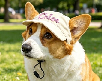 Custom Pet Hat with Embroidered Name, Dog Name Sun Hat, Doggy Baseball Cap, Puppy Outdoor Accessories, Dog Fashion Outfit, Puppy Gift