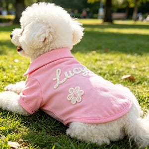Benutzerdefiniertes Haustier Name Poloshirt, bequemes Sommer Hunde Outfit, schickes T-Shirt für kleine und mittelgroße Hunde, Hundeausstellungskleidung, Hundeliebhaber Geschenk