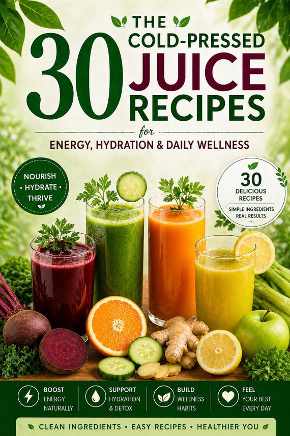 30 Juice Recipes for Energy & Hydration | Detox Juice Recipes PDF | Healthy Juice Cleanse Guide | Natural Juice Recipe eBook