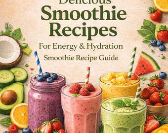 20 Smoothie Recipes for Energy & Hydration | Healthy Smoothie Recipe Guide PDF | Printable Drink Recipes | Instant Download