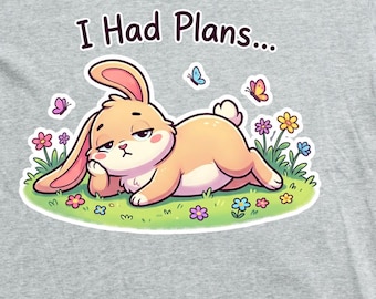 Lazy Bunny Cartoon PNG, Relatable Humor Spring Graphic (Digital Download)