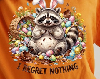 Funny Raccoon Easter PNG, Chocolate Mess Clipart, Bunny Raccoon Design