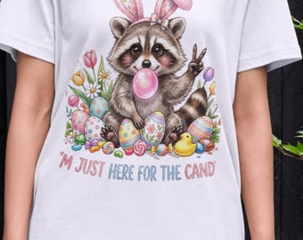 Mapache de Pascua PNG, imágenes prediseñadas para amantes de los dulces, diseño divertido de orejas de conejo (descarga digital)