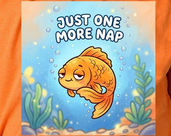 Solo una siesta más Pez dorado PNG, Pez gracioso PNG, Pez dorado soñoliento de dibujos animados PNG, Pez lindo de acuario PNG, Animal cansado PNG Descarga digital