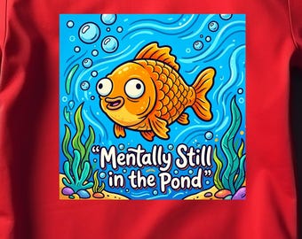 Pez dorado mentalmente quieto en el estanque PNG, Pez divertido PNG, Lindo pez dorado de dibujos animados PNG, Humor de peces de acuario PNG, Diseño de descarga digital