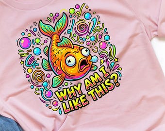 ¿Por qué soy como este pez dorado? PNG, pez gracioso PNG, pez de dibujos animados abrumado PNG, humor con el que te puedes identificar PNG Descarga digital