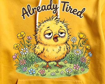 Already Tired Chick PNG Funny Exhausted Mood Spring Floral Design