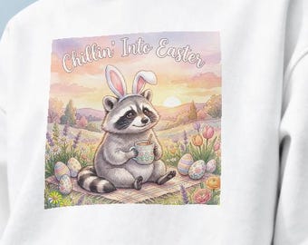 Mapache de Pascua PNG, imágenes prediseñadas de animales primaverales acogedores (descarga digital)