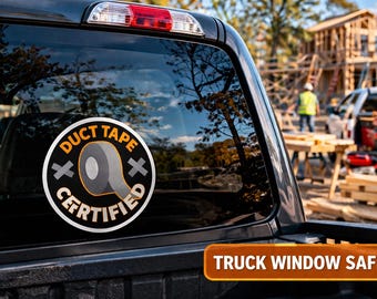 Duct Tape Certified Sticker Vinyl Decal, Mechanic Toolbox Construction Hard Hat Waterproof (3 Stickers)
