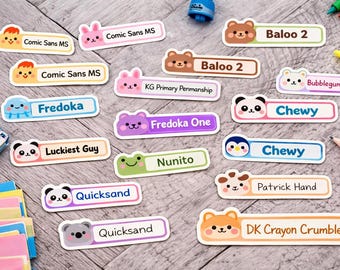 Personalized Waterproof Name Labels, Animal Stickers for School Supplies