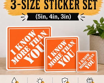 I Know More Than You Sticker Sarcastic Office Humor Waterproof Window Bumper (3 Stickers)