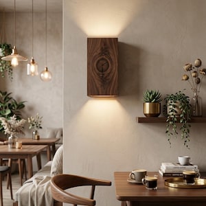 Handmade Wooden Light, Modern Up Down Sconce, Rustic Wood Lamp, Minimalist  Lighting, Bedroom Living Room Light