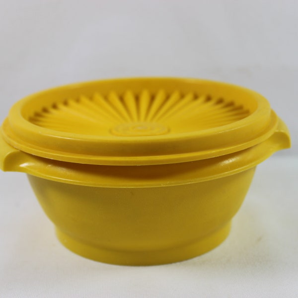 Small Vintage Tupperware Yellow Servalier Bowl with Lid