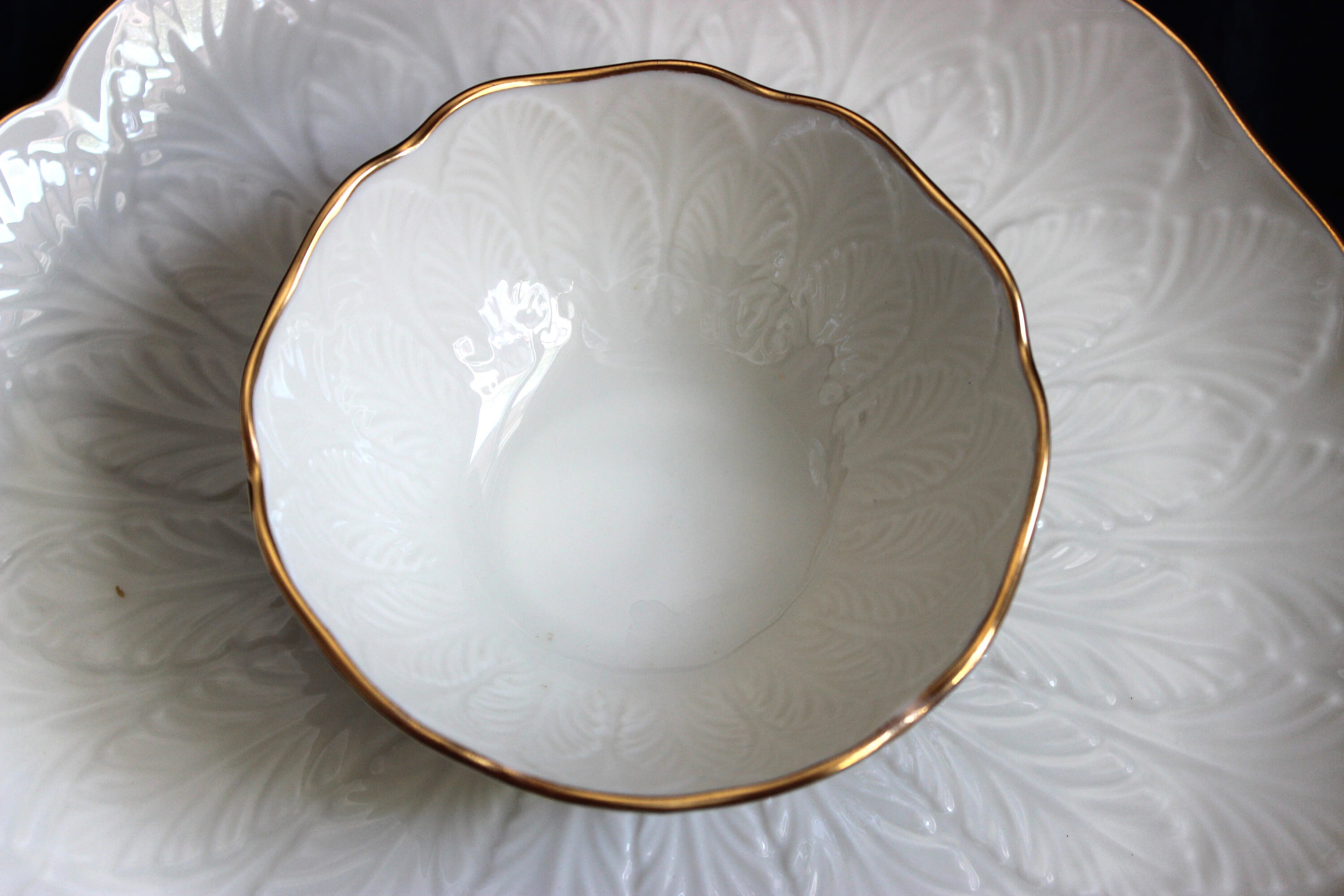 Lenox Greenfield Collection One Piece Chip and Dip Plate Gold Trim Etsy