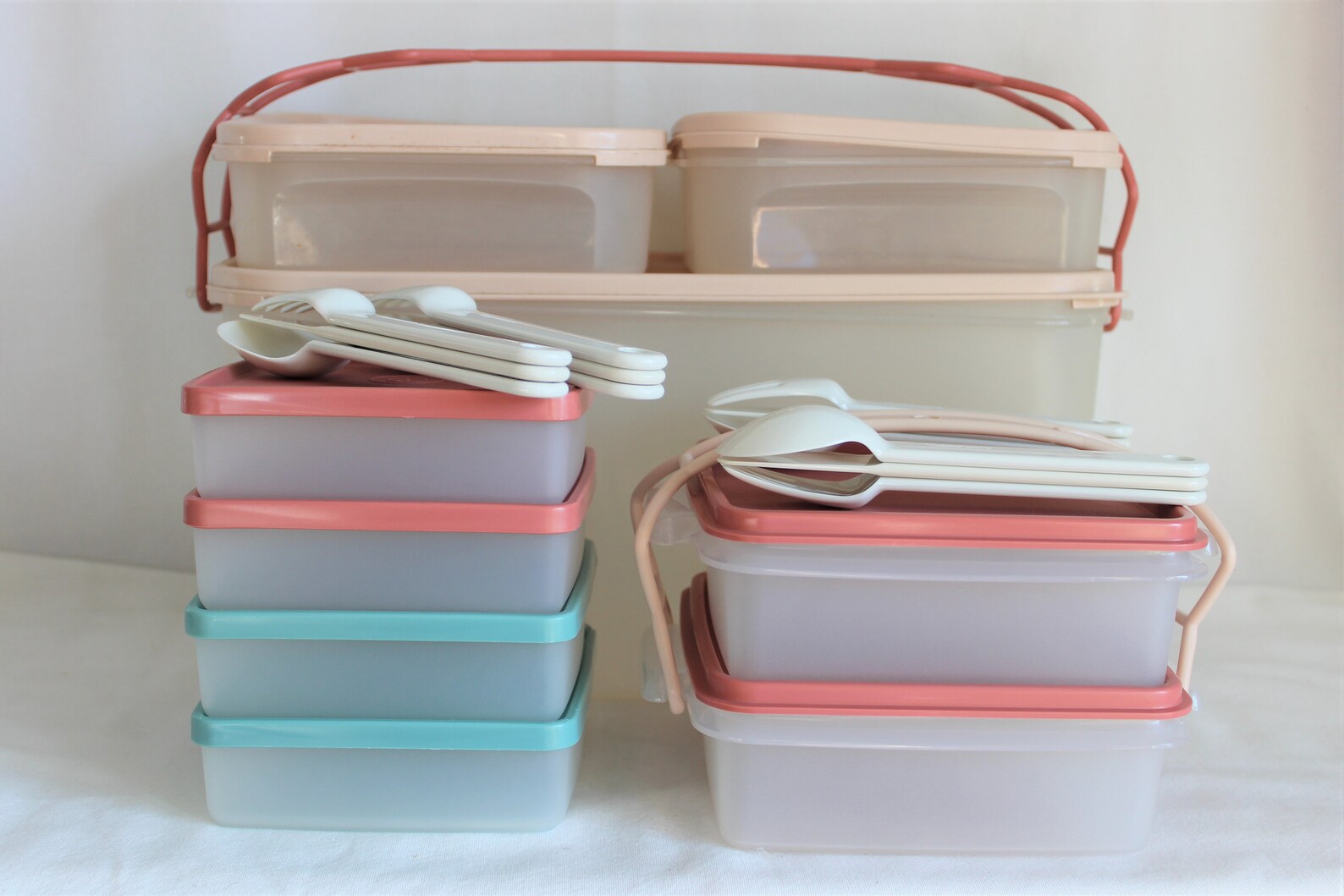 Vintage Tupperware Modular Mates Picnic Basket Set For 4 Etsy