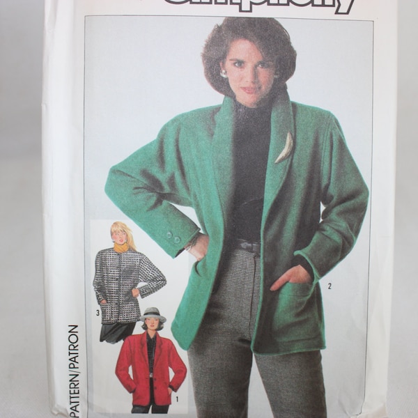 Vintage Simplicity Sewing Pattern 7700 Loose Fitting Lined Jacket 1980's Size 6,8 Uncut