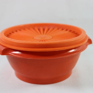Small Vintage Tupperware Orange Servalier Bowl with Lid 1323