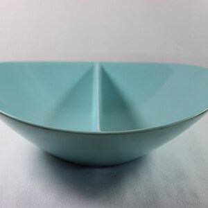 Vintage Fostoria Melamine Oval Divided Dish Bowl Baby Blue