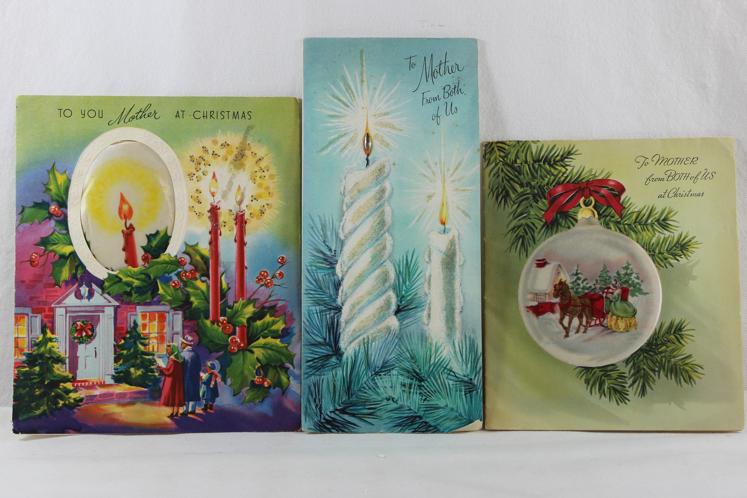 Vintage Midcentury Christmas Cards to Mother Set of 12 Etsy
