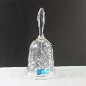 Vintage Clear Lead Glass Crystal Bell 24% Pbo Leaves & Vines Pattern West Germany