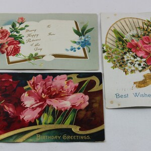 Vintage Birthday Postcards Postmarked 1908 Set of 3