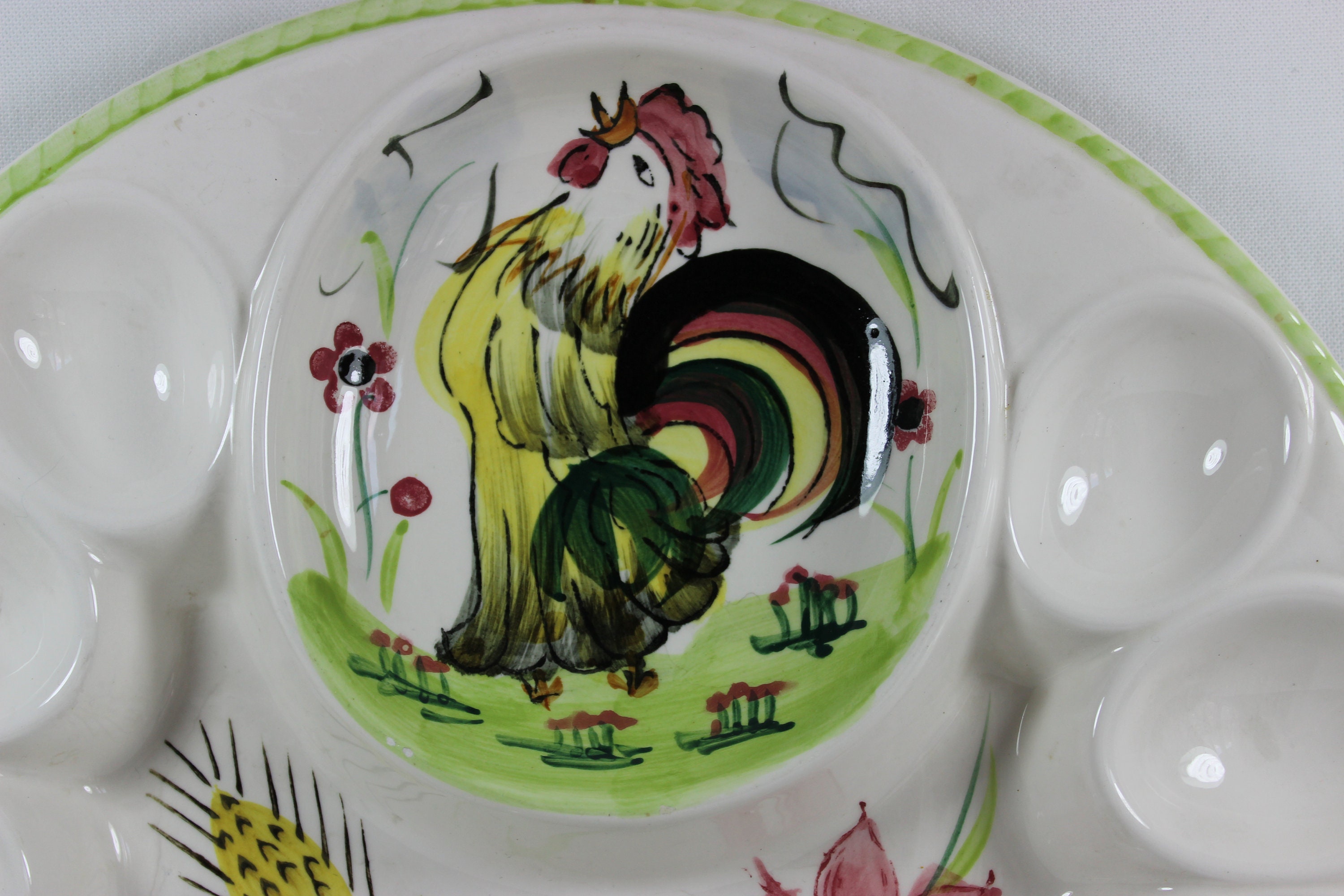 Embassy Quality Products Deviled Egg Plate With Rooster, Hand Painted