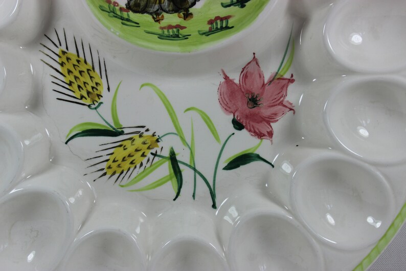Embassy Quality Products Deviled Egg Plate With Rooster, Hand Painted