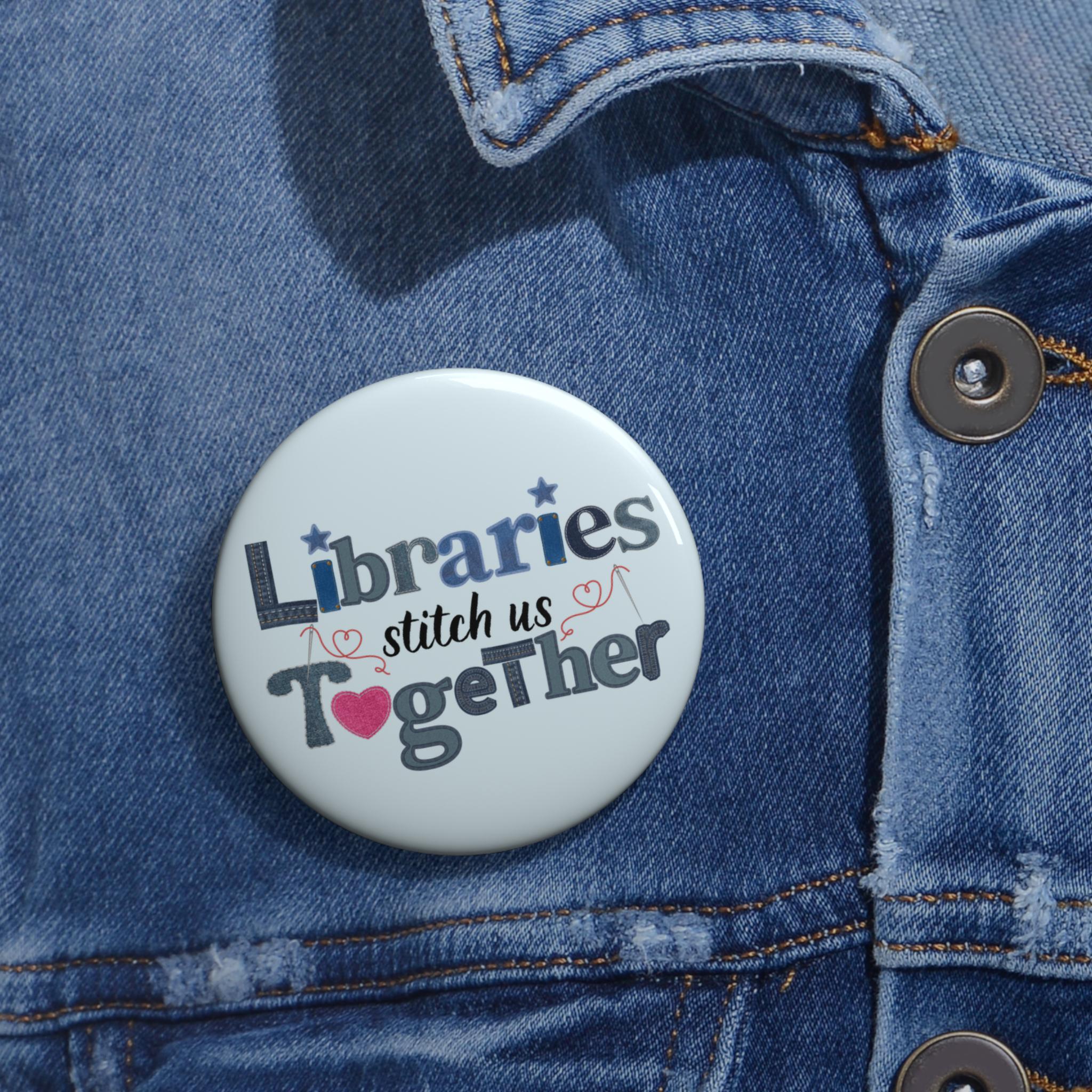 Library Assistant Pin Libraries Stitch Us Together Pin Button | Librarian Pin - Etsy