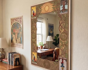 Tarot Mirror Wall Decor Zodiac Frame Celestial Astrology Vintage Art Large Decorative Mirror