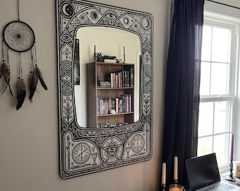 Tarot Mirror Wall Decor Astrology Zodiac Celestial Star Witchy Room Gothic Spiritual Home Decor