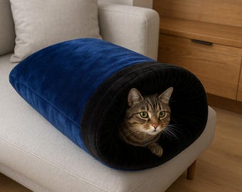 Cama cueva para gatos, saco de dormir para mascotas, cama suave de felpa para gatos Velsoft, nido acogedor para gatos y perros pequeños, cama cálida para gatitos, cama túnel para gatos, cama de viaje para mascotas