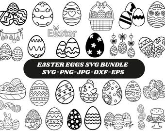Easter Egg Bundle SVG Files | Easter 2026 Cut Files | Easter Egg Silhouette Vector Files | Happy Easter Vector | Cute Easter Egg Clip Art