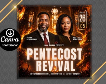 Pentecost Sunday Flyer Template | Canva Editable Church Flyer | Revival Service Flyer | Church Event Template