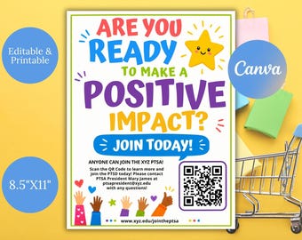 Editable School Recruitment Flyer, PTO PTA PTSA Canva Template (Digital Download)