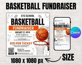 Editable Basketball Fundraiser Flyer | Sports Fundraising Template (Canva Download)