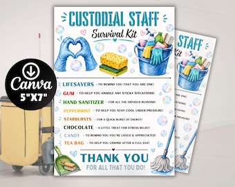 EDITABLE Staff Survival Kit Card | Staff Appreciation Gift | Education | Teacher Gift | Employee Appreciation | Staff Member Survival Kit