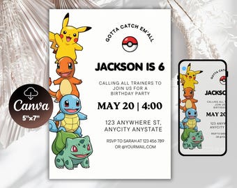 Digital Birthday Invitation, Poke Birthday Invitation, First Birthday Party, Printable Invitation, Birthday Boy Girl Invite, Evite Template