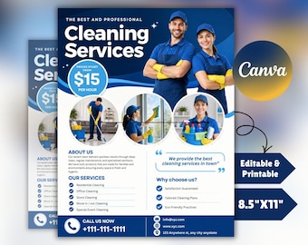 Cleaning Services Flyer, House Cleaning, Office Cleaning, Housekeeping, Cleaning Service Business, Editable Canva Template