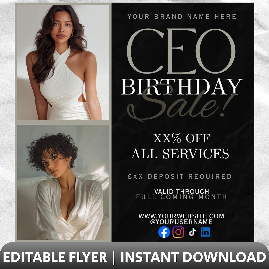 CEO Birthday Sale Flyer, CEO Birthday Bash Event, Beauty Brand Wig Hair ...