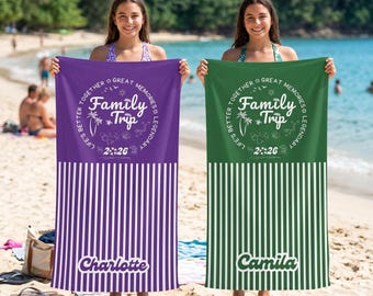 Personalized Group Trip 2026 Beach Towel, Friends or Family Vacation