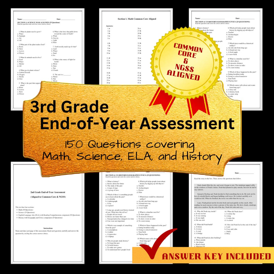 3rd Level Questions 3rd Grade End-of-year Homeschool Assessment - 150 Questions | Common ...